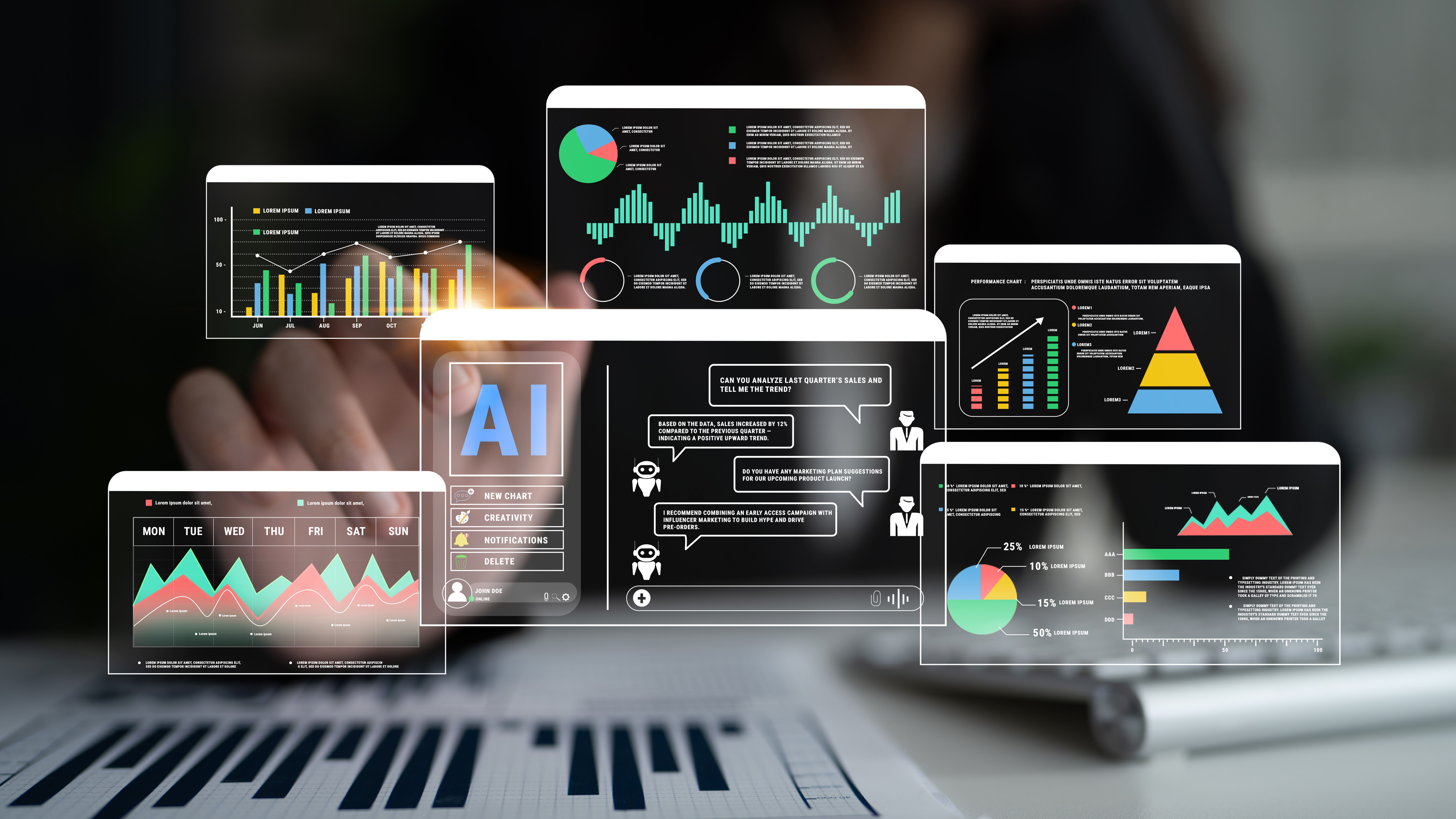 Conversational analytics interface turning a natural-language business question into a validated chart and answer.